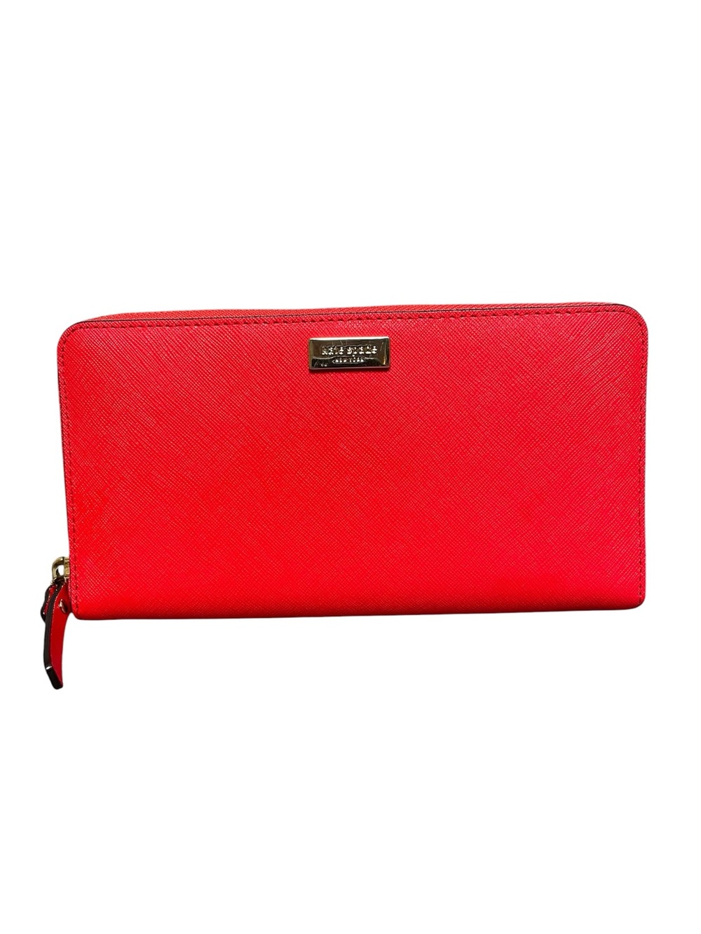 kate spade Red Zip-Around Continental Wallet with Gold Logo